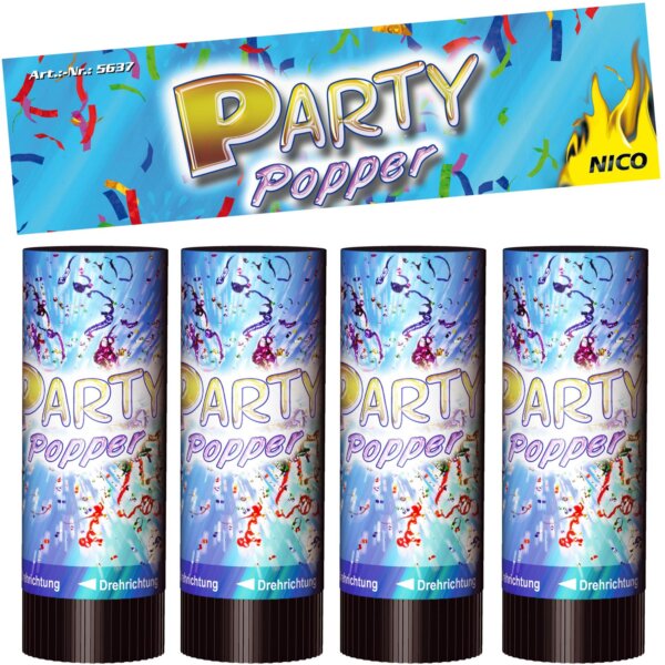 NICO Party Popper 10 cm, 4er-Btl.